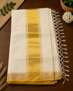 Pure Handloom Plain Saree with Lines (100/100 Count) & Running Blouse - SRHKN015