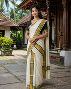 Power Loom Set Mundu (Mundu Neriyathum) – Green & Gold - SMPKN010