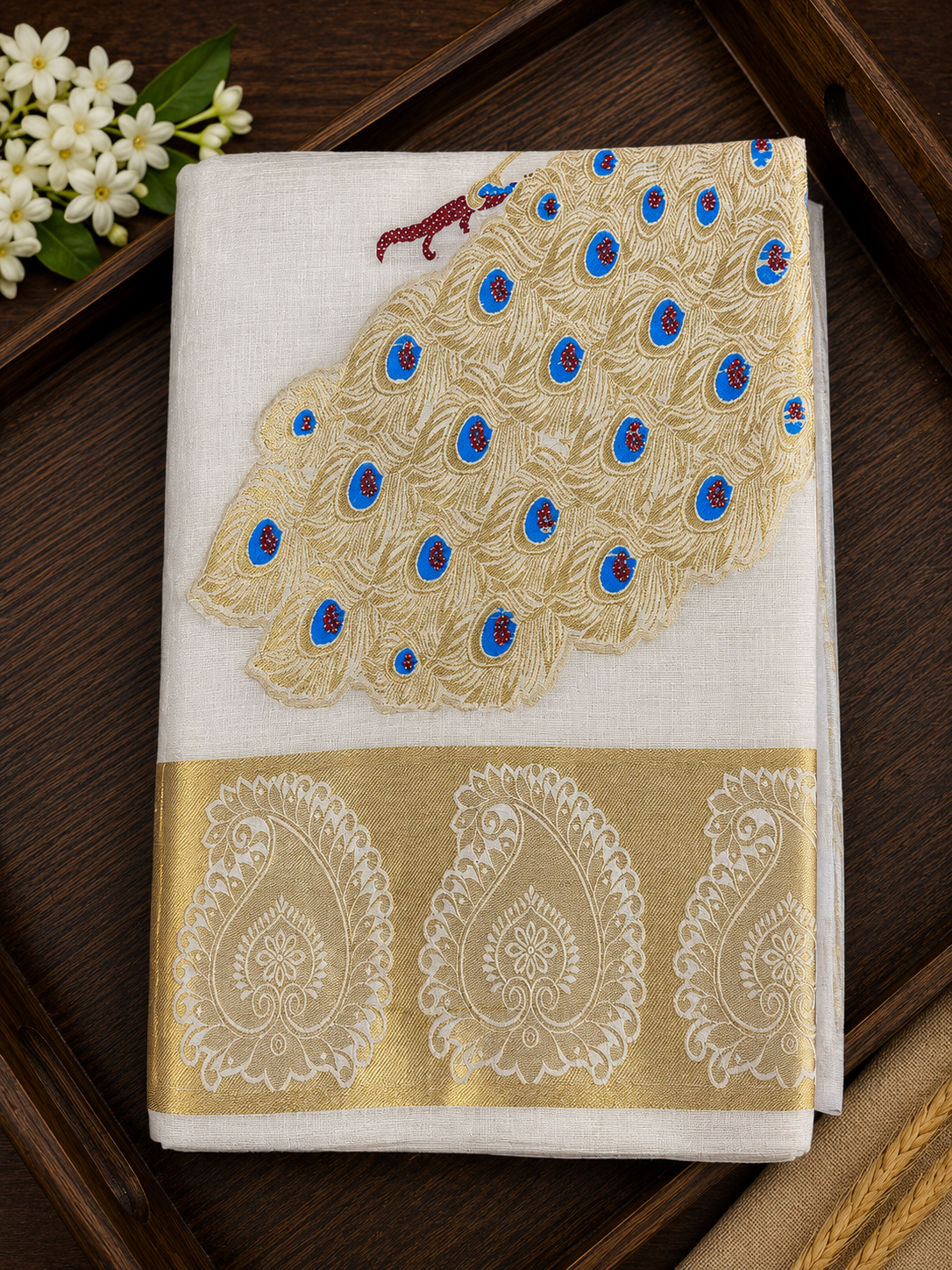 Elegant Tissue Saree with Peacock Embroidery - SRPKL040