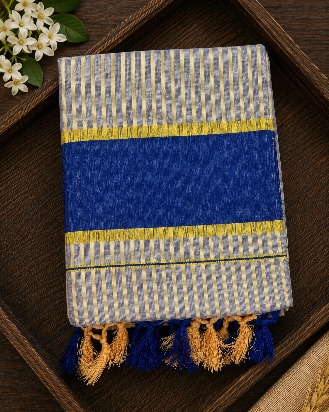 Elegant Tissue Saree with green Border and stripes - SRPKL043