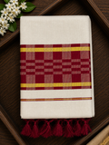 Elegant Tissue Saree with Deep blue border and Tassels - SRPKL045