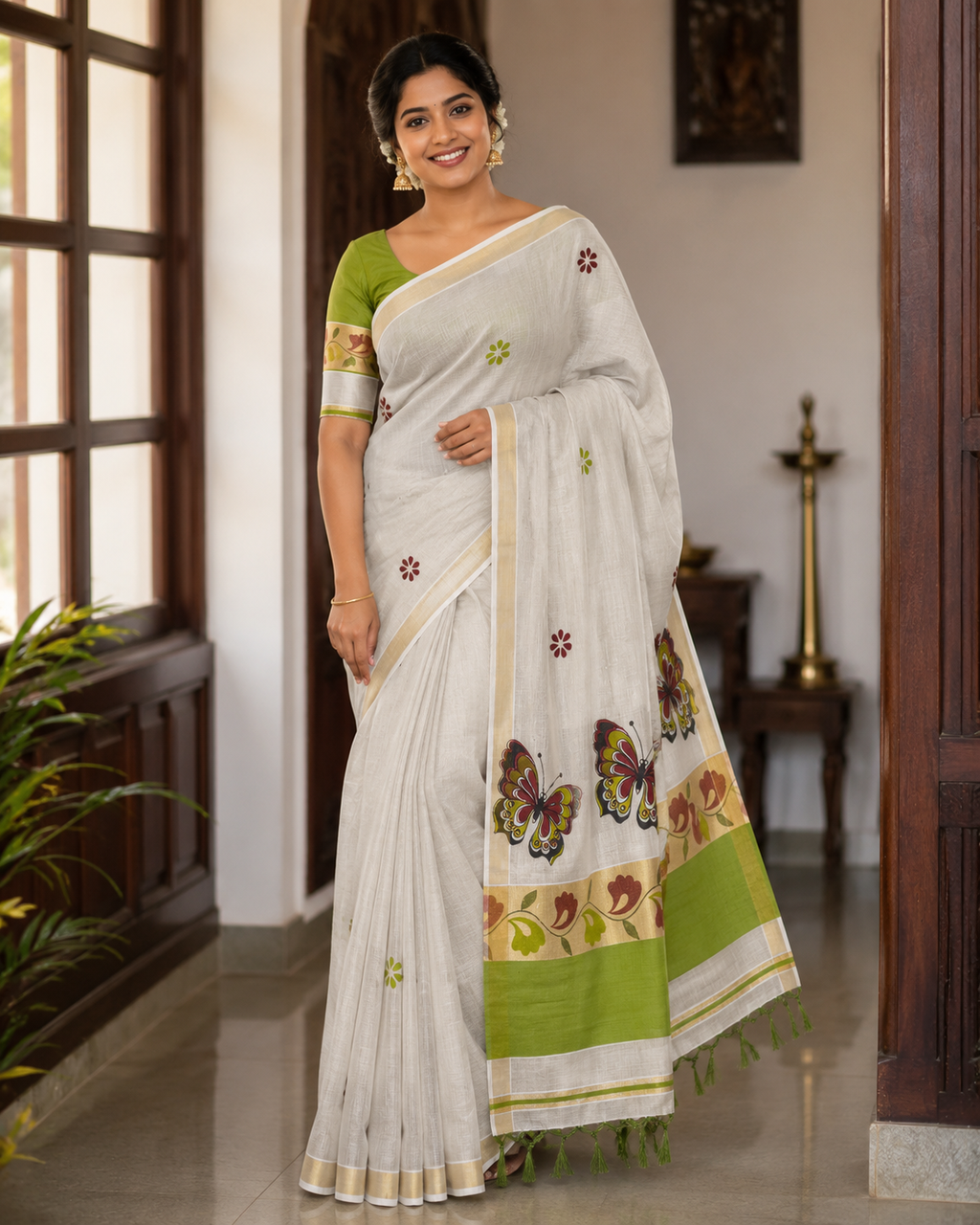Tissue Saree with Butterfly Print  - SRPKL048