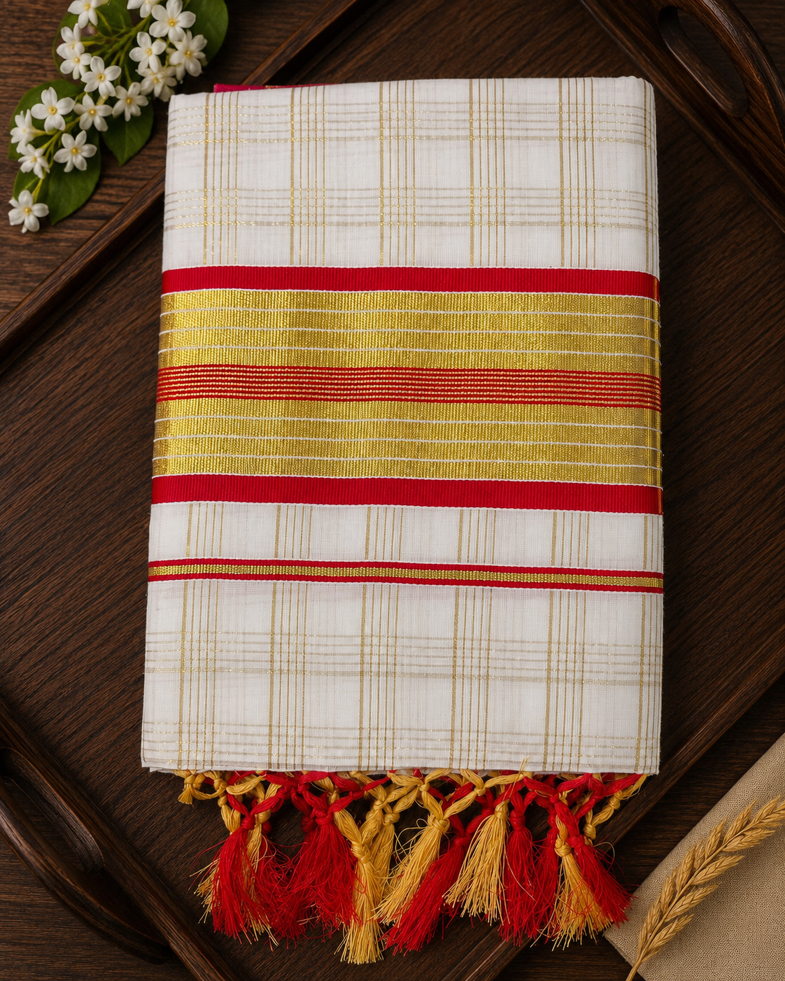 Pure Cotton Check Saree - SRPKL038