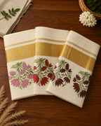 Power Loom Cotton Tissue Saree with Floral Embroidery - SRPKN022