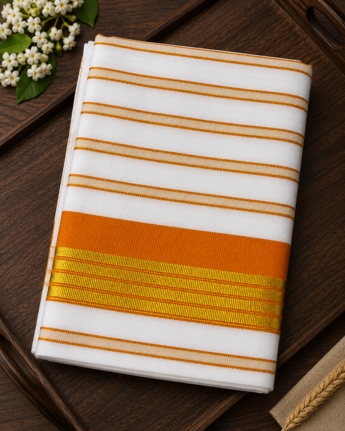 Multi Color Cotton Saree with Tussels - SRPKL035