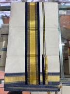 Pure Handloom Dark Blue Gold Chutti Kara Saree with Running Blouse - SRHKL030