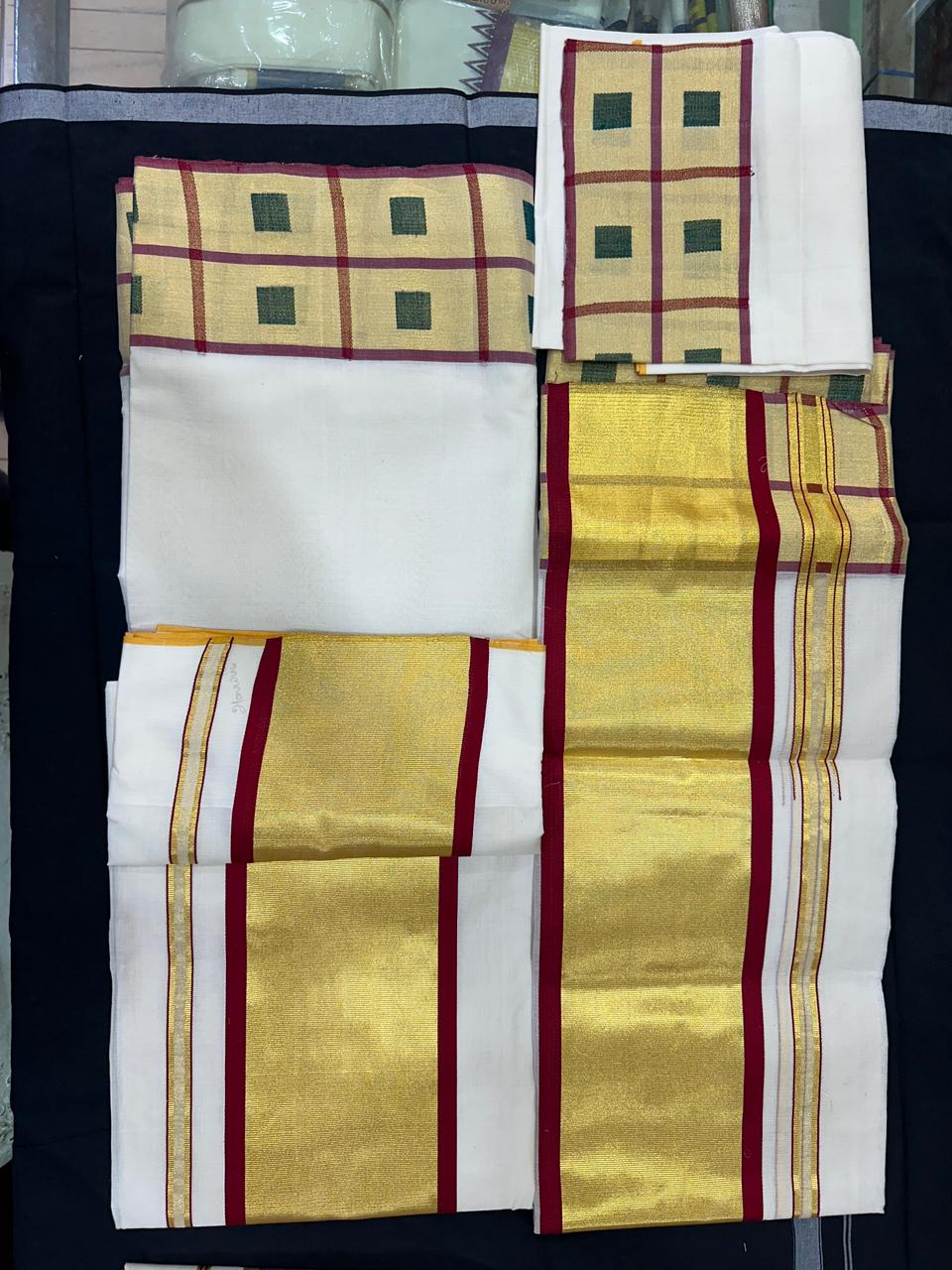 Pure Handloom Set Mundu (Mundu Neriyathum) – Maroon