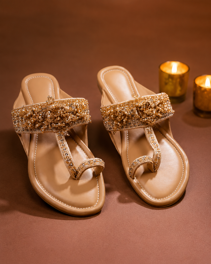 Antique Gold Kolhapuri Flats (sample)