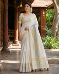Elegant Kerala Tissue Kasavu Saree with Black Border