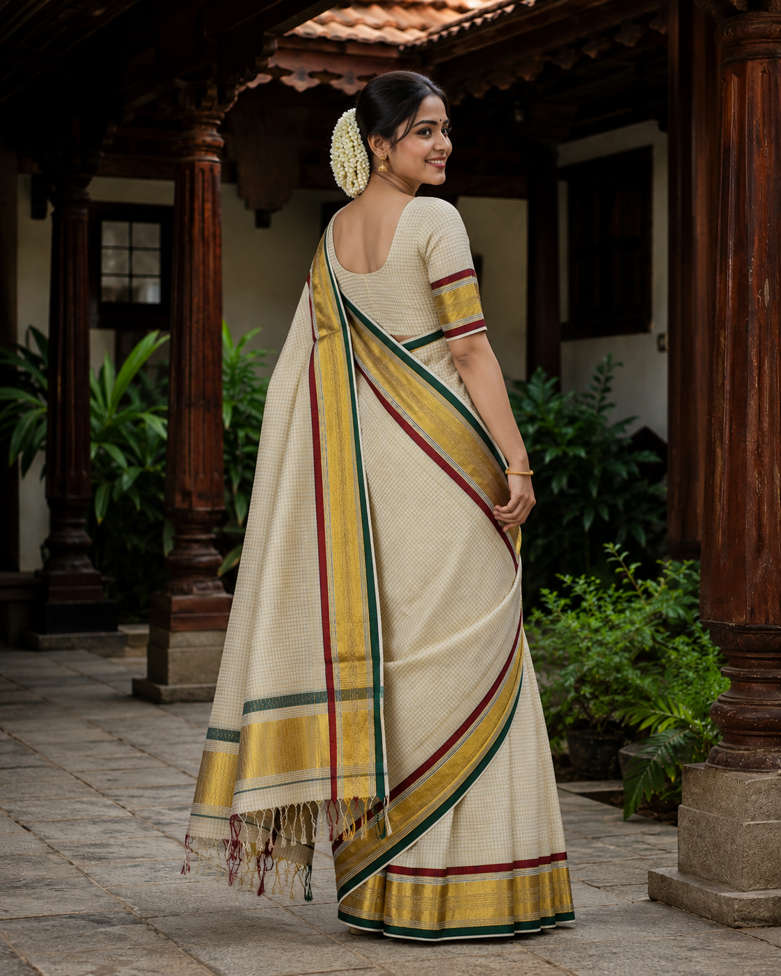 Elegant Multi-Color Tissue Saree with Big Golden Border