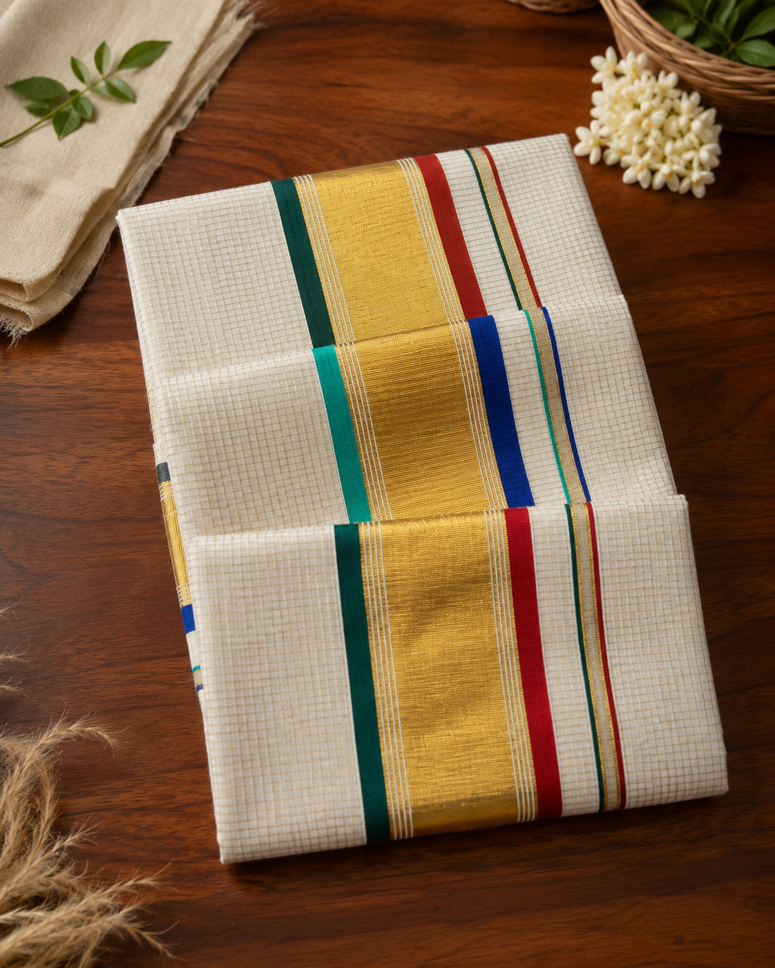 Elegant Multi-Color Tissue Saree with Big Golden Border