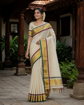 Elegant Multi-Color Tissue Saree with Big Golden Border