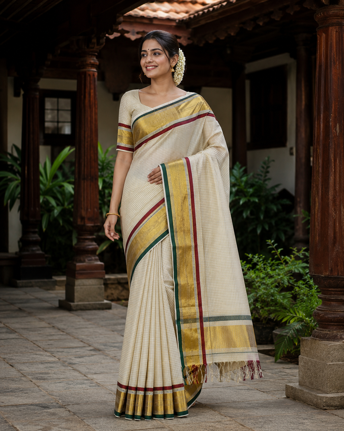 Elegant Multi-Color Tissue Saree with Big Golden Border