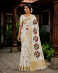 Elegant Tissue Saree with Floral Embroidery