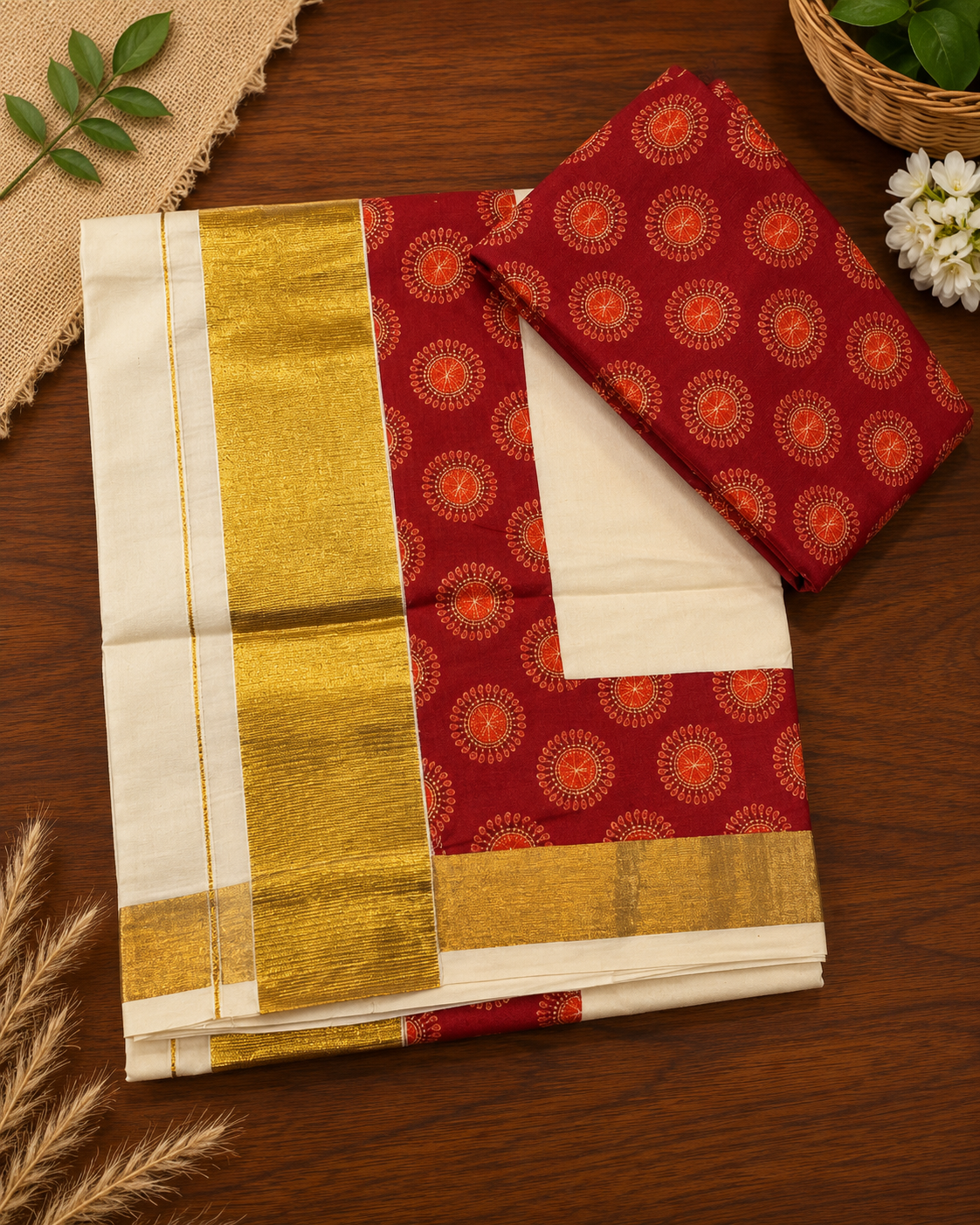 Elegant Tissue Saree with Golden Stripes