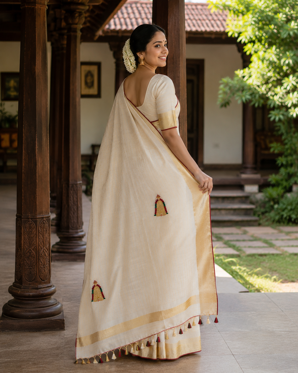 Elegant Tissue Saree with Nettipattom Embroidery