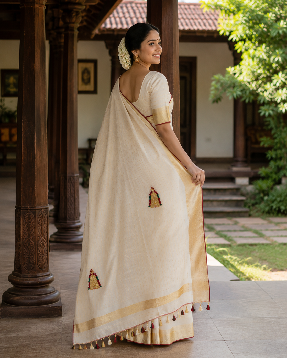 Elegant Tissue Saree with Nettipattom Embroidery