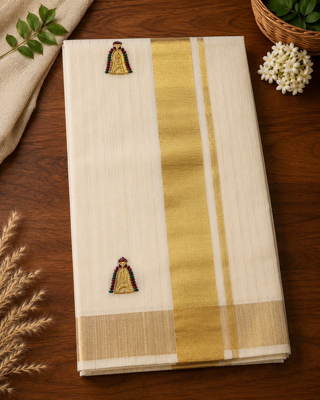 Elegant Tissue Saree with Nettipattom Embroidery