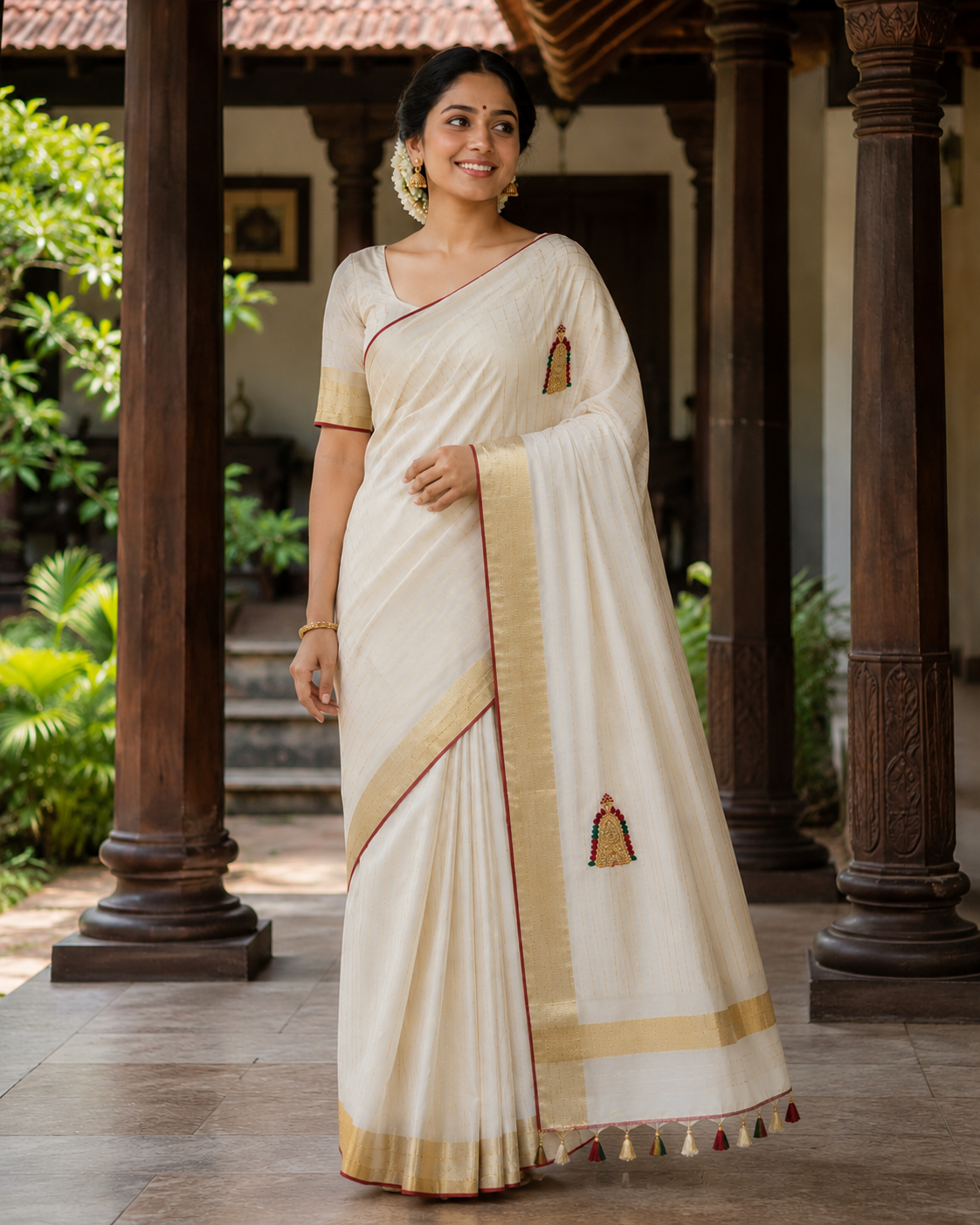 Elegant Tissue Saree with Nettipattom Embroidery