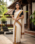 Kerala Set Mundu (Mundu Neriyathum) Red & Gold