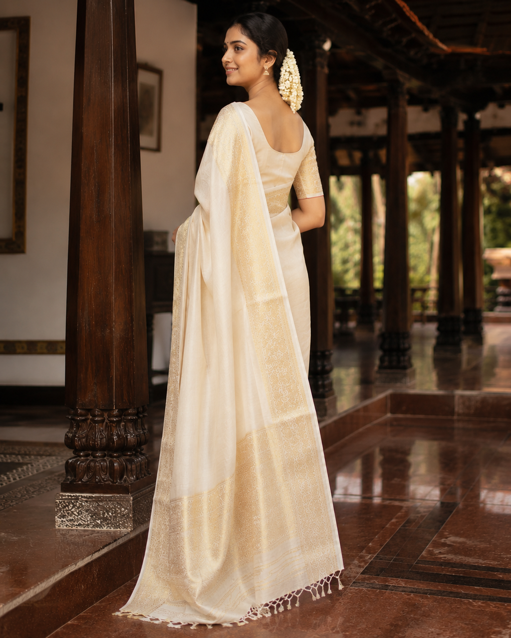 Premium Handloom Check Design Saree (100/100 Count) with Running Blouse