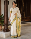 Premium Handloom Green Polka Design Saree (100/100 Count) with Running Blouse