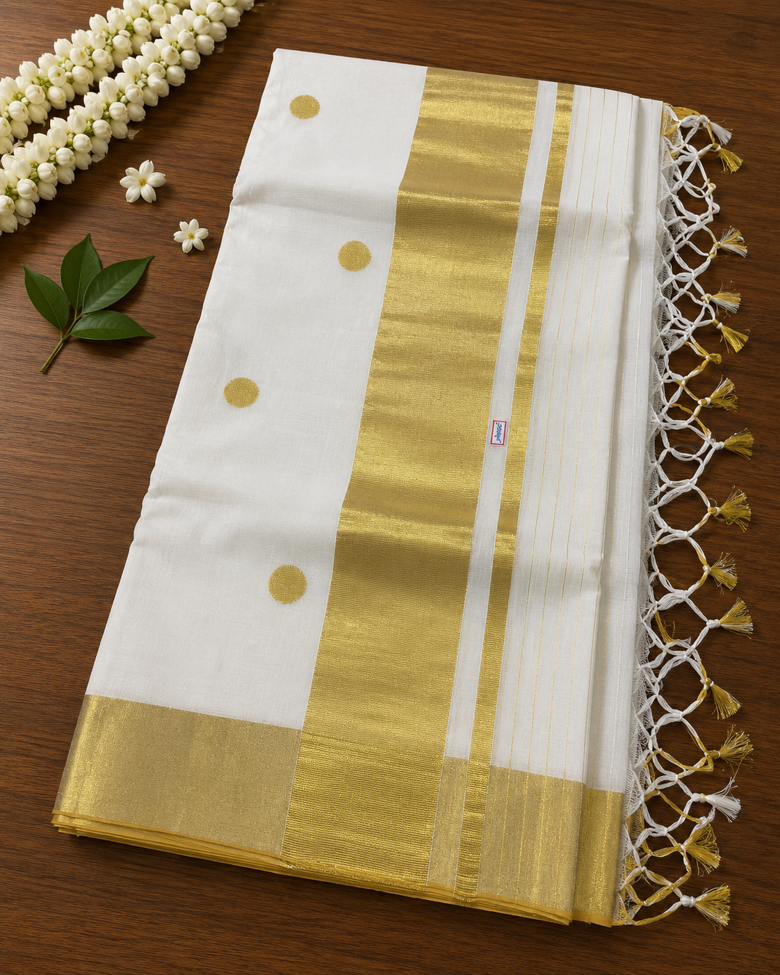 Premium Handloom Kerala Polka Dots Saree
