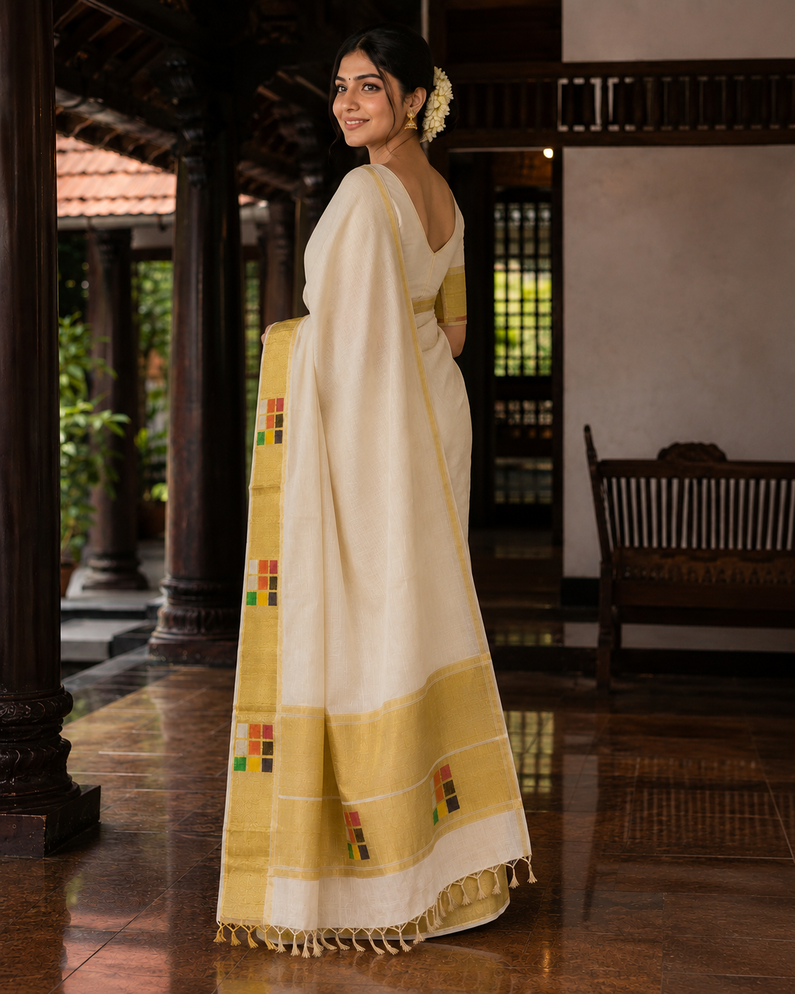 Premium Handloom Plain Multi-Color Box Saree with Running Blouse
