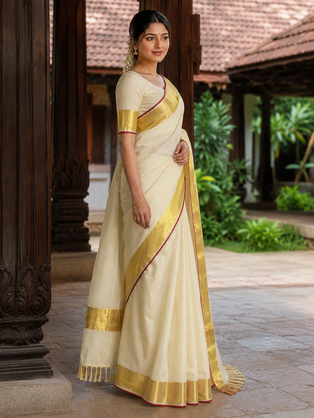 Premium Handloom Plain Saree (100/100 Count) with Running Blouse