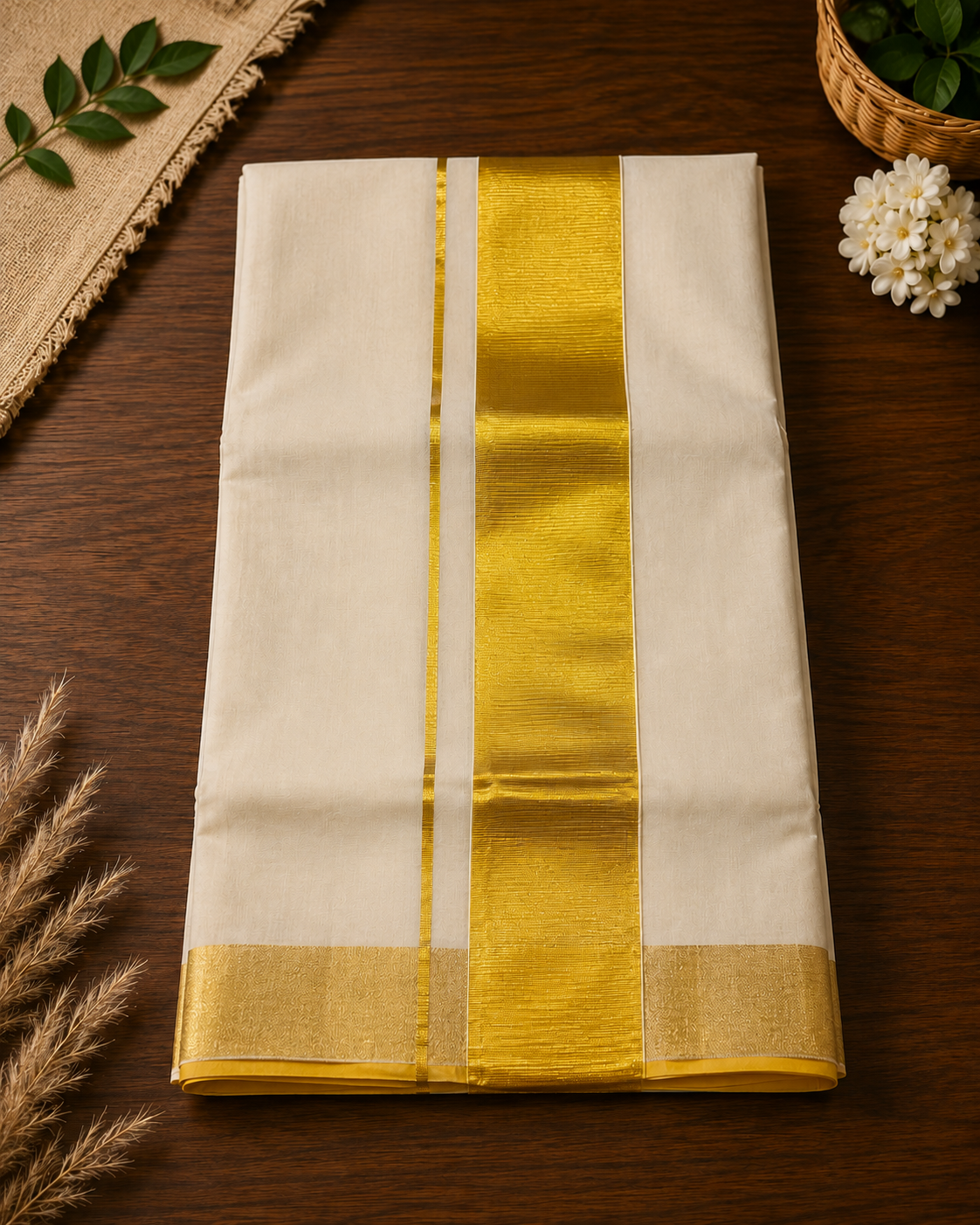 Premium Handloom Plain Saree (100/100 Count) with Running Blouse