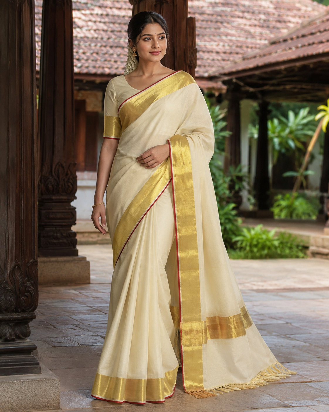 Premium Handloom Plain Saree (100/100 Count) with Running Blouse