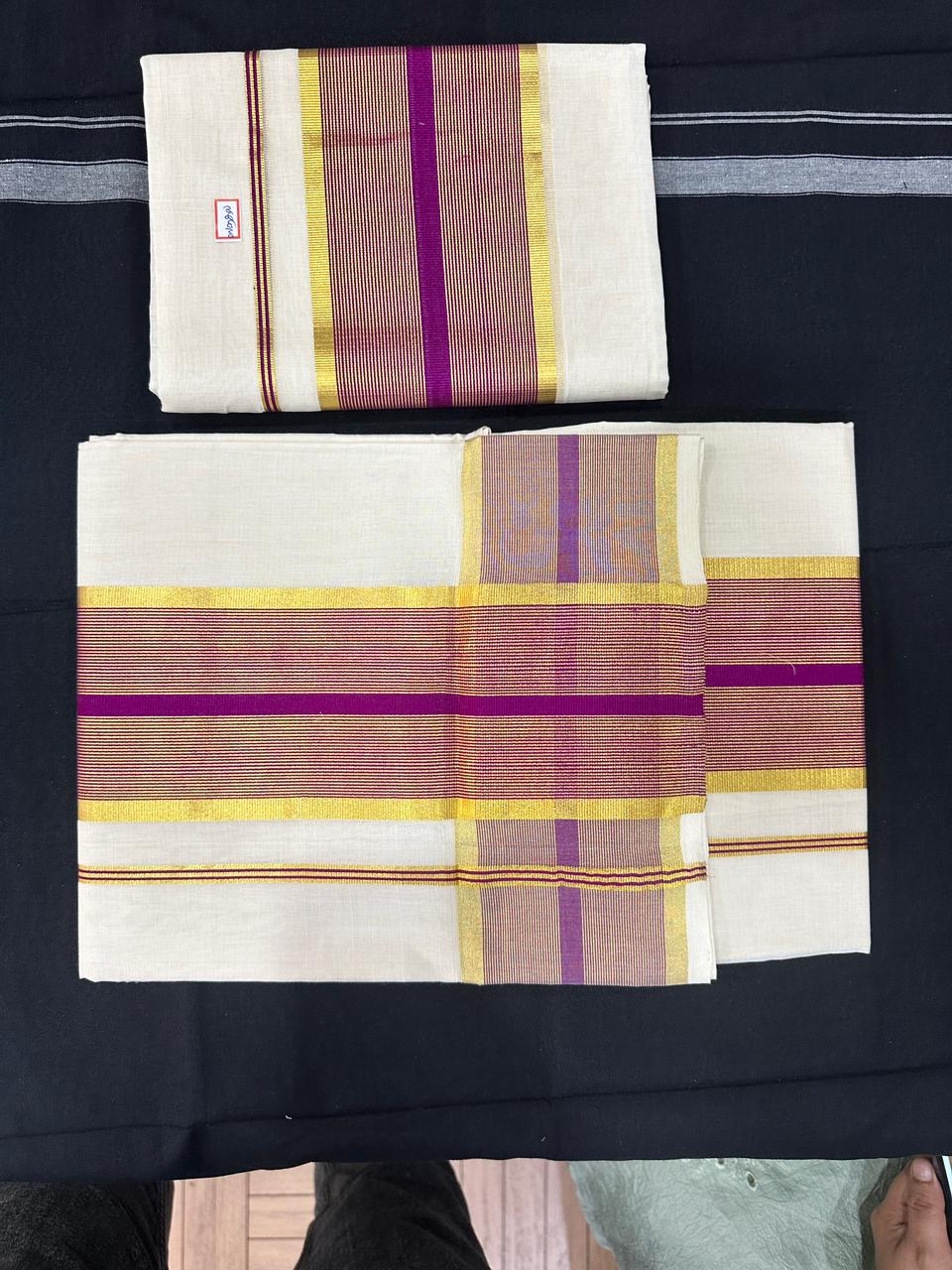 Premium Handloom Set Mundu (Mundu Neriyathum) Vadamalli