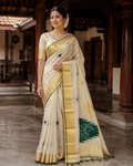 Premium Handloom Temple Design Saree (100/100 Count) with Running Blouse